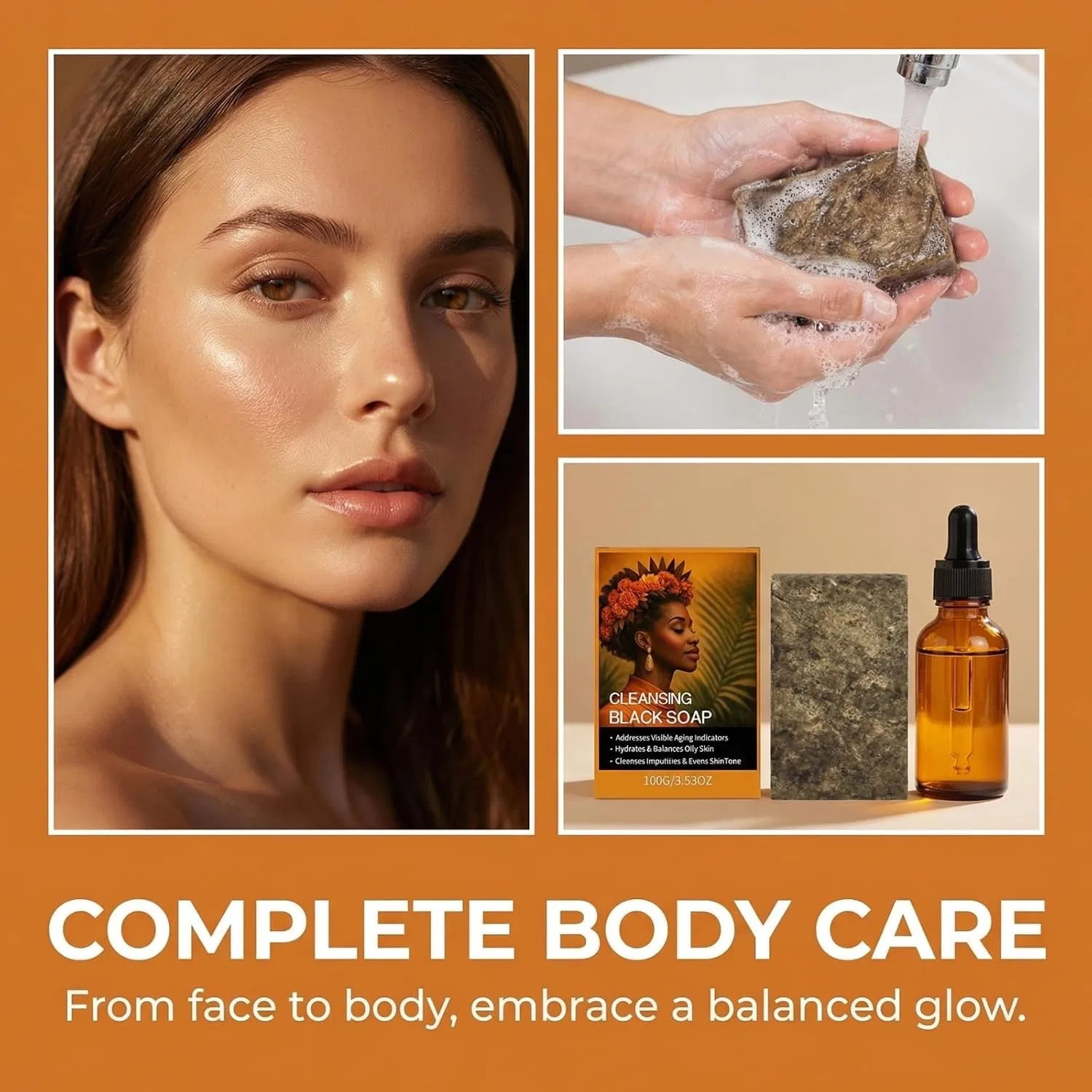 Твердое мыло для лица и тела, African Black Soap, VIONAIRE, 4 шт, 109 г — фото 3