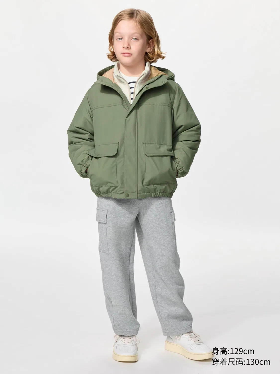 Детская куртка с капюшоном на молнии Uniqlo, темно-синий — фото 3