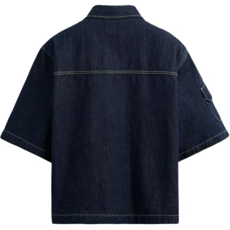 Мужская рубашка из денима с воротником Blue ZARA, Blue — фото 3