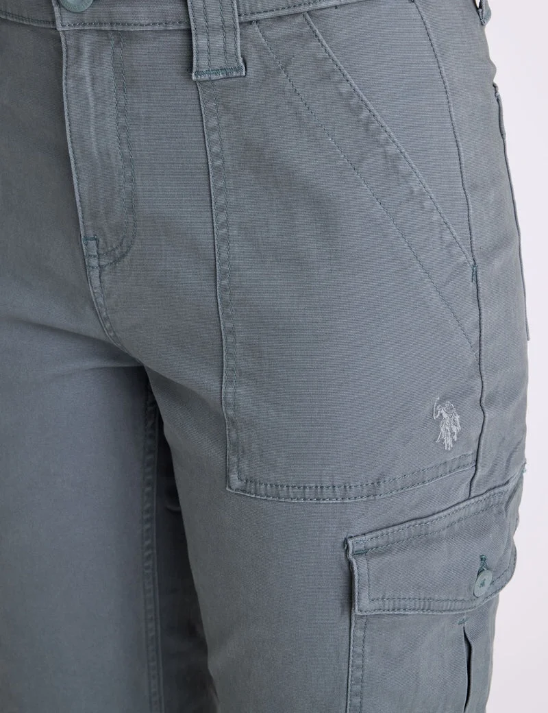 Женские брюки U.S. Polo Assn. High Rise Cargo Straight, сине-зеленый — фото 4