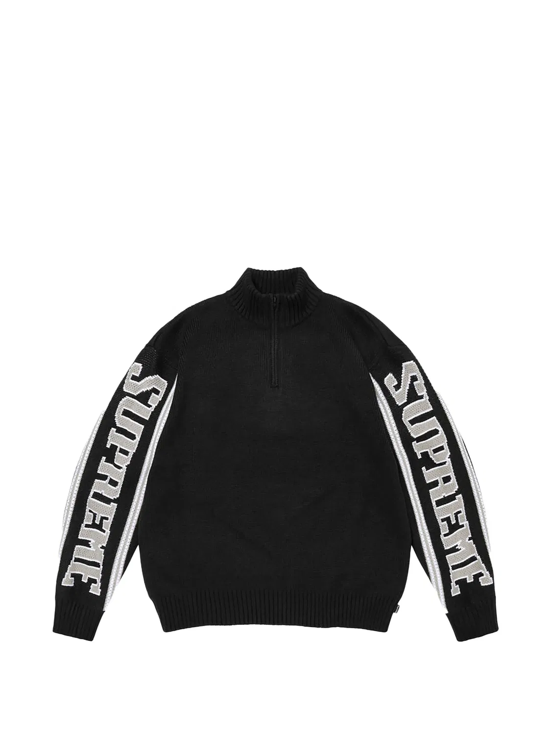Свитер черного цвета с жаккардовыми рукавами Supreme, черный