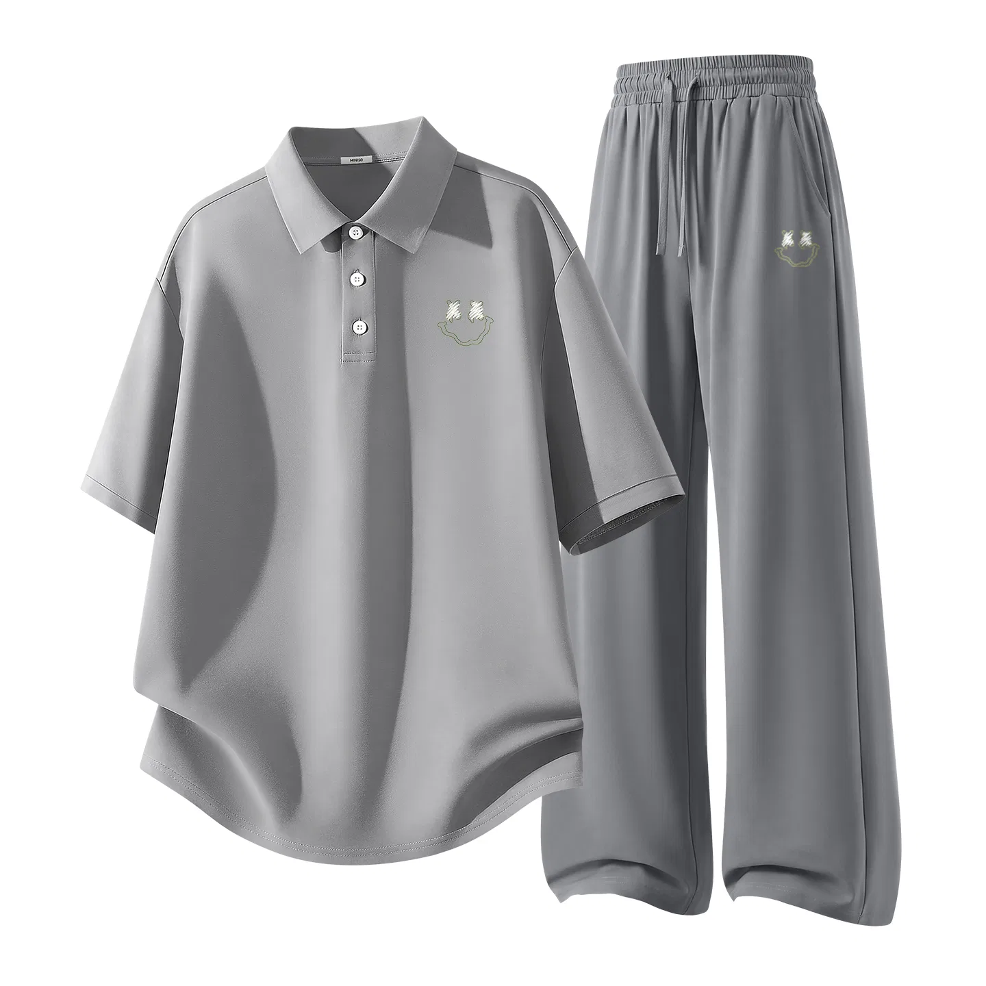 Детский комплект спортивной одежды с принтом MINISO, Light Gray + Dark Gray