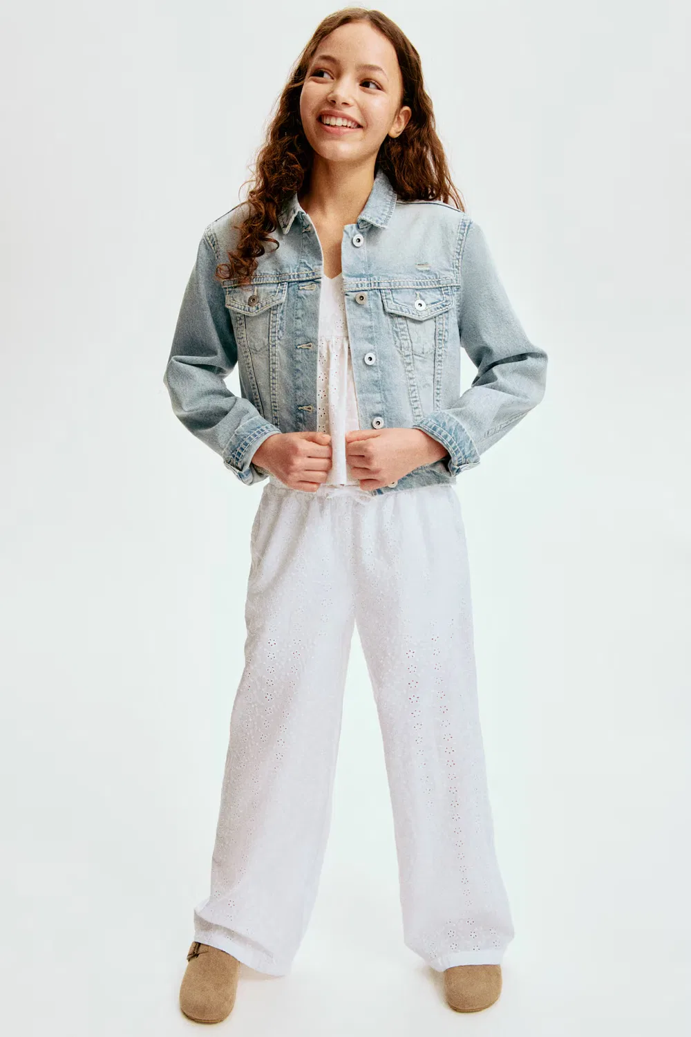 Брюки с английской вышивкой H&M, Weiß