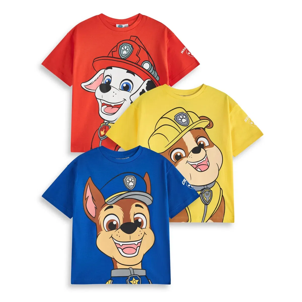 Детский комплект из 3 футболок с коротким рукавом Marshall, Rubble & Chase Paw Patrol, Multi