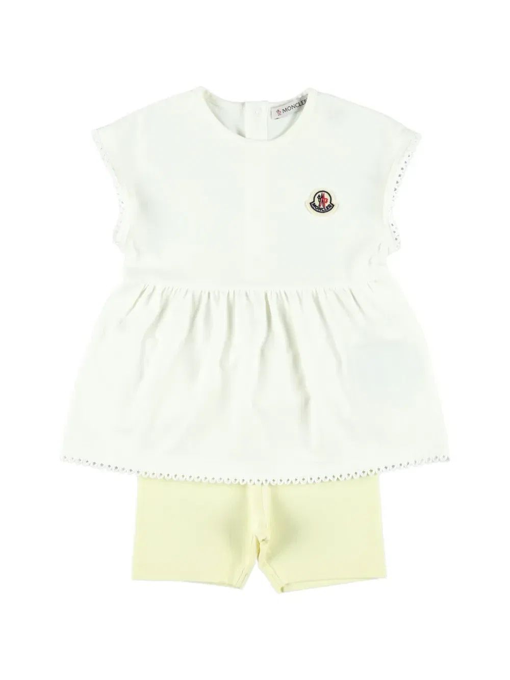 Комплект из топа и шорт с кружевом Moncler Enfant, бежевый