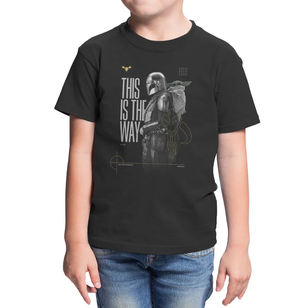 Детская футболка с принтом Star Wars The Mandalorian And Grogu Pose Is The Way, Star Wars, Black