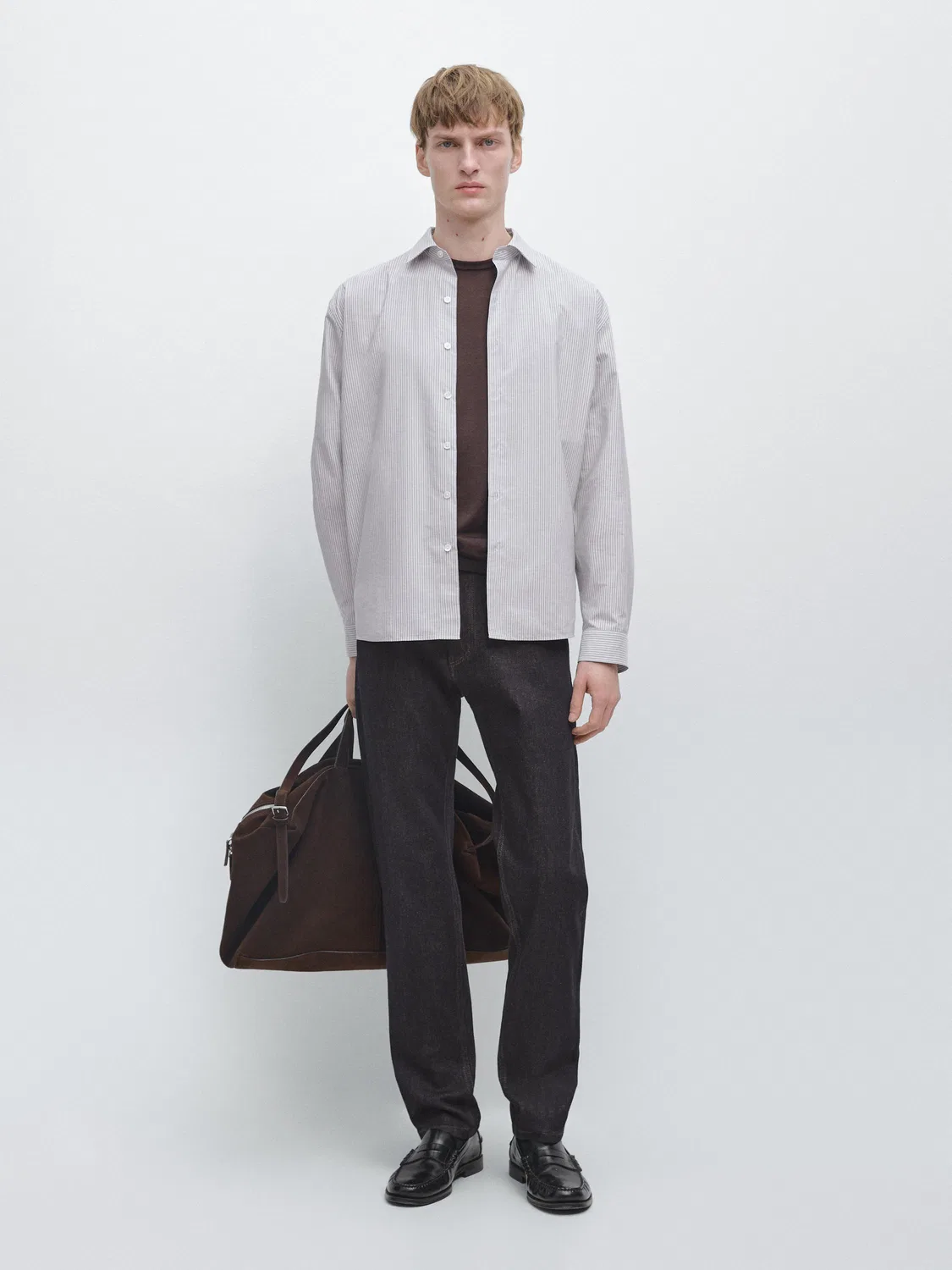 Рубашка из 100% хлопка, стандартного кроя Massimo Dutti, коричневый