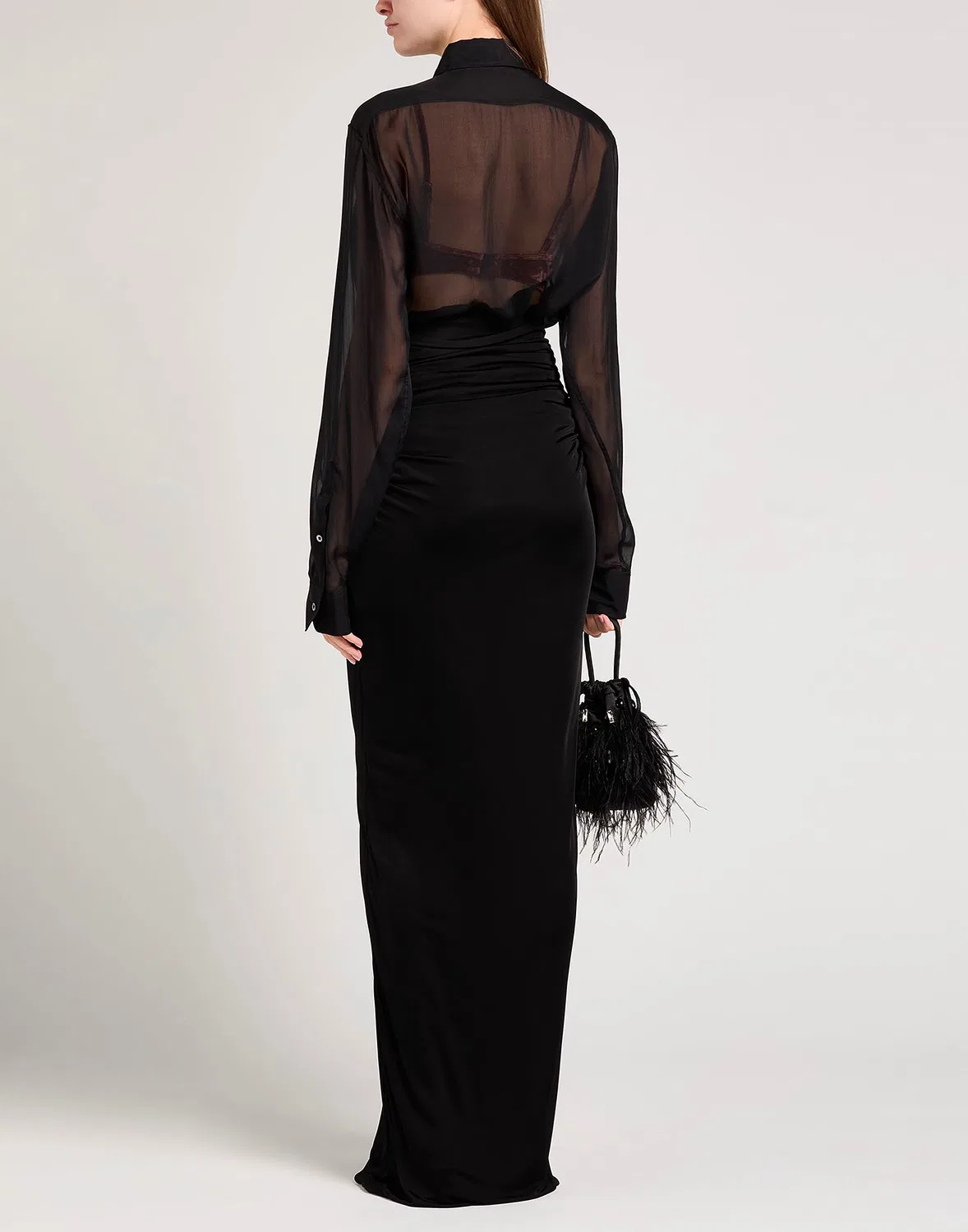 Женская юбка-карандаш из вискозы Saint Laurent, черный — фото 3