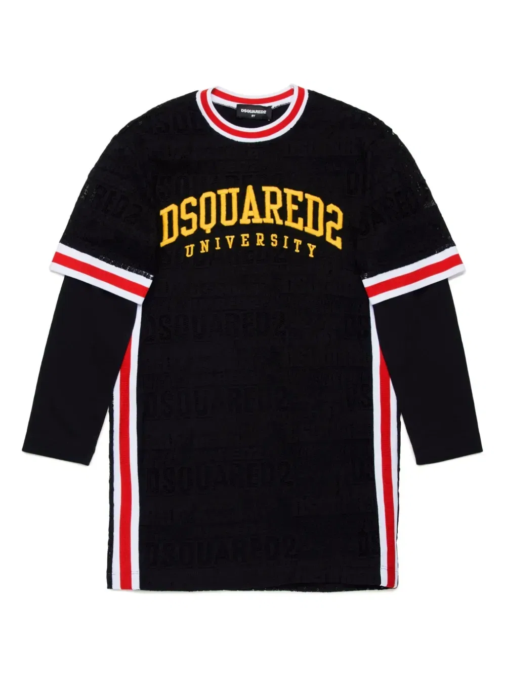 Трикотажное платье с вышитым логотипом Dsquared2 Kids, черный