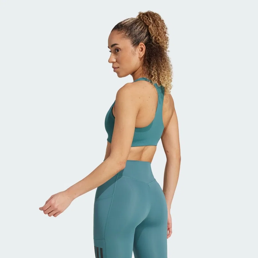 Спортивный бюстгальтер средней поддержки PrimeLiftImpact Rib adidas Performance, Зеленый — фото 2