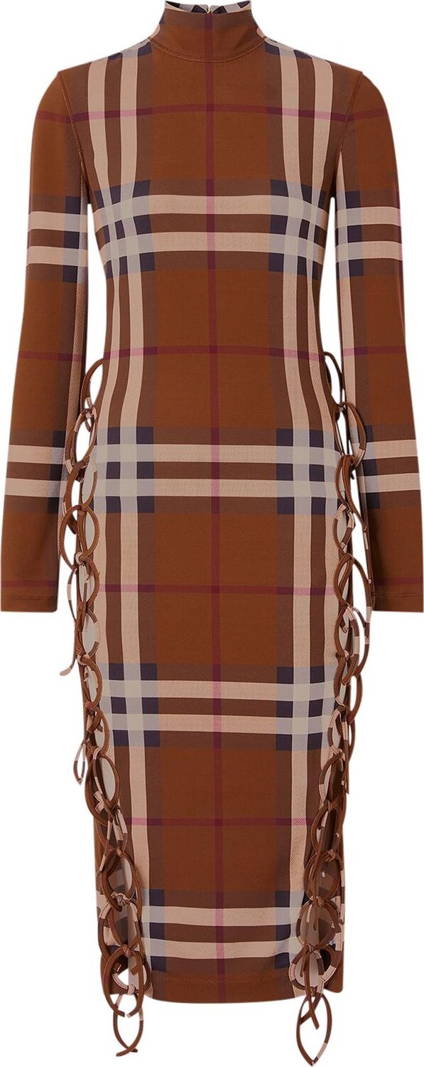 

Платье Burberry Check Stretch Side-Tie Dress 'Dark Birch Brown', коричневый