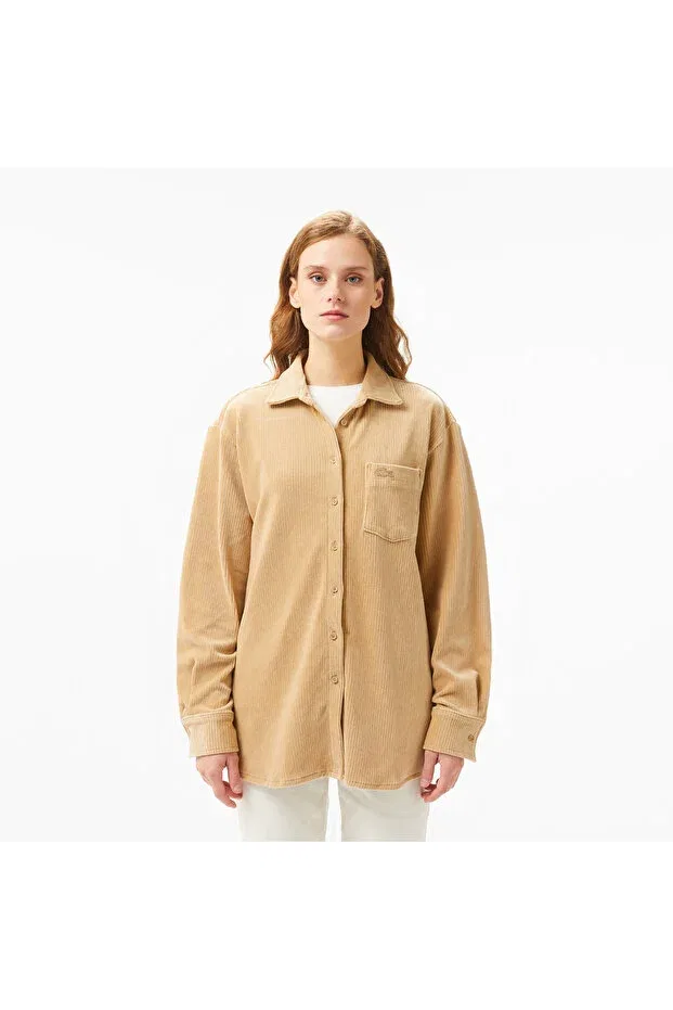 Женская свободная рубашка с длинным рукавом Lacoste, Beige