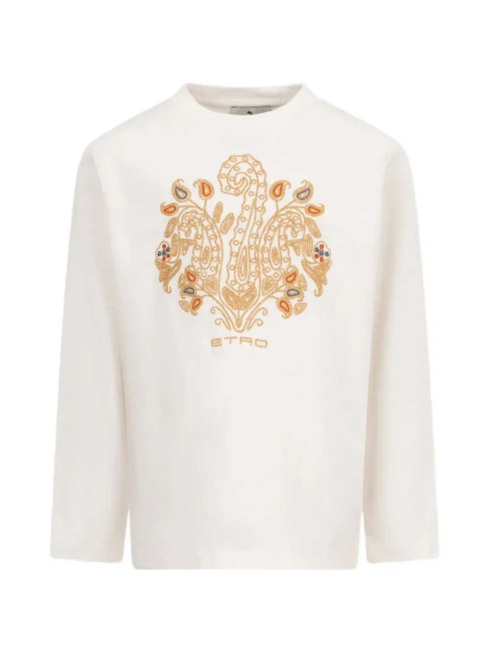 Хлопковая футболка с вышивкой пейсли Etro Kids, бежевый