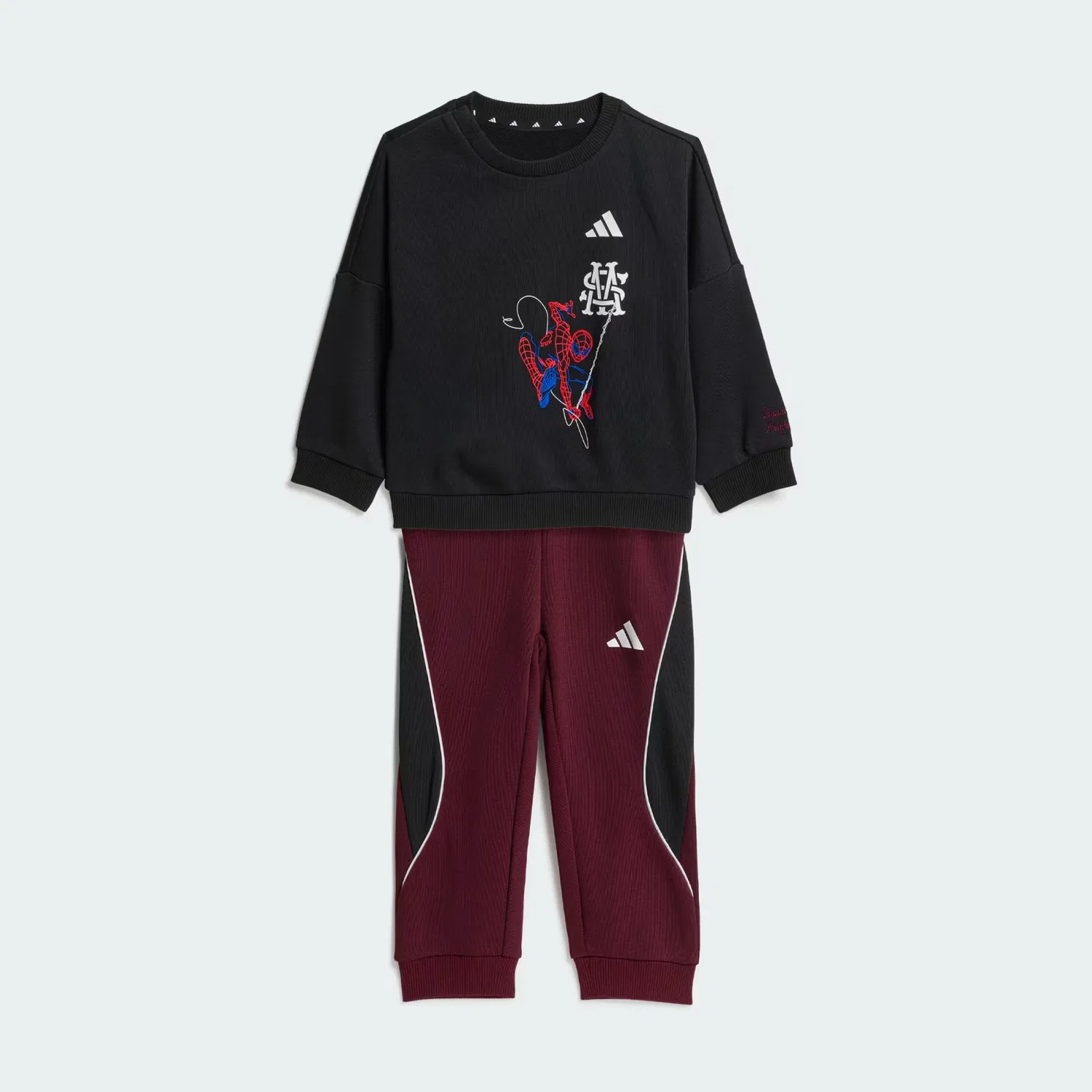 Детский спортивный костюм из футера Marvel Spider-Man Adidas Sportswear, черно-белый