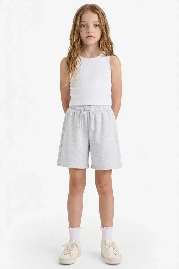 Детские шорты для девочек с эластичным поясом Relax fit elastic waist basic plain shorts d9058a825hs Defacto, Gray-Gr421