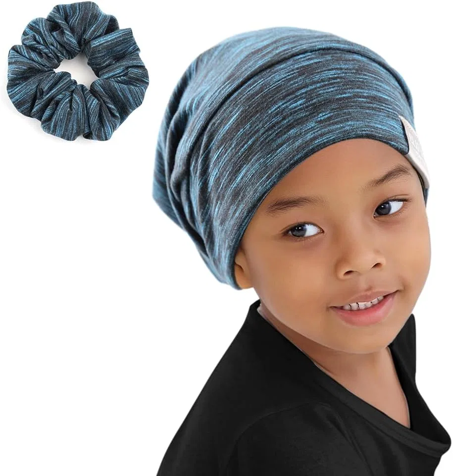 Чепчик для сна из сатина, ELIHAIR, S, Kids Blue Black