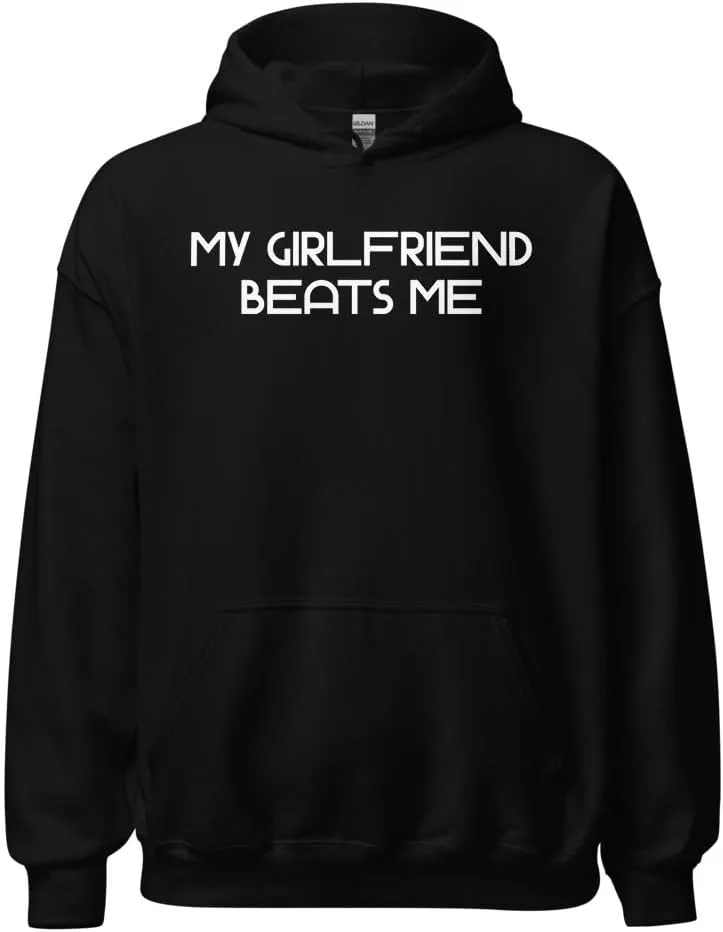 Юмористическая худи с саркастичной надписью "My Girlfriend Beats Me" Generic, черный