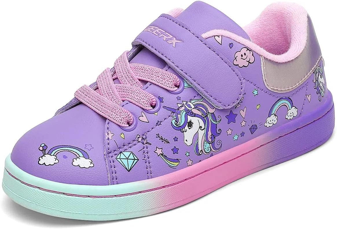 Детские кроссовки для девочек с принтом Unicorn GEERX, Purple Pink