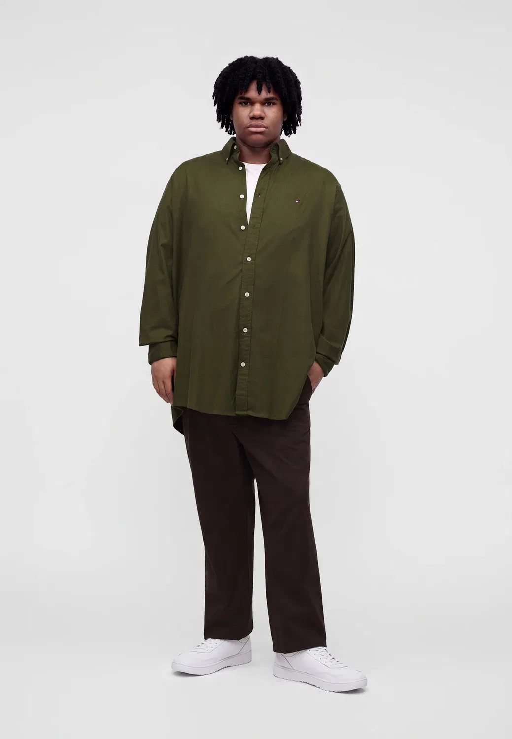Однотонная - рубашка Tommy Hilfiger, Huntsman Green — фото 2