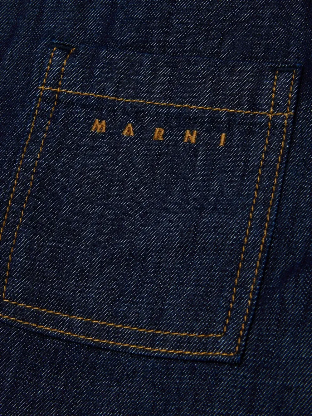 Рубашка с контрастной строчкой и вышитым логотипом Marni Kids, синий — фото 4