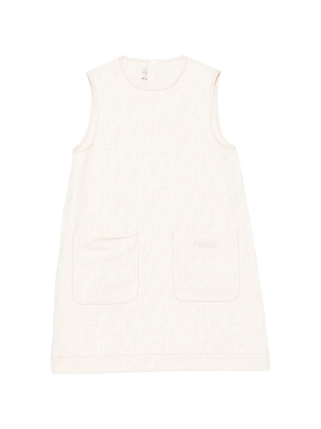 Платье с тисненым логотипом FF Fendi Kids, нейтральные цвета