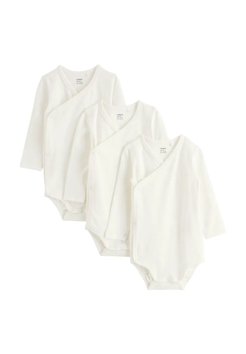Комплект из 3 однотонных боди-саронгов унисекс Lindex, Light Dusty White