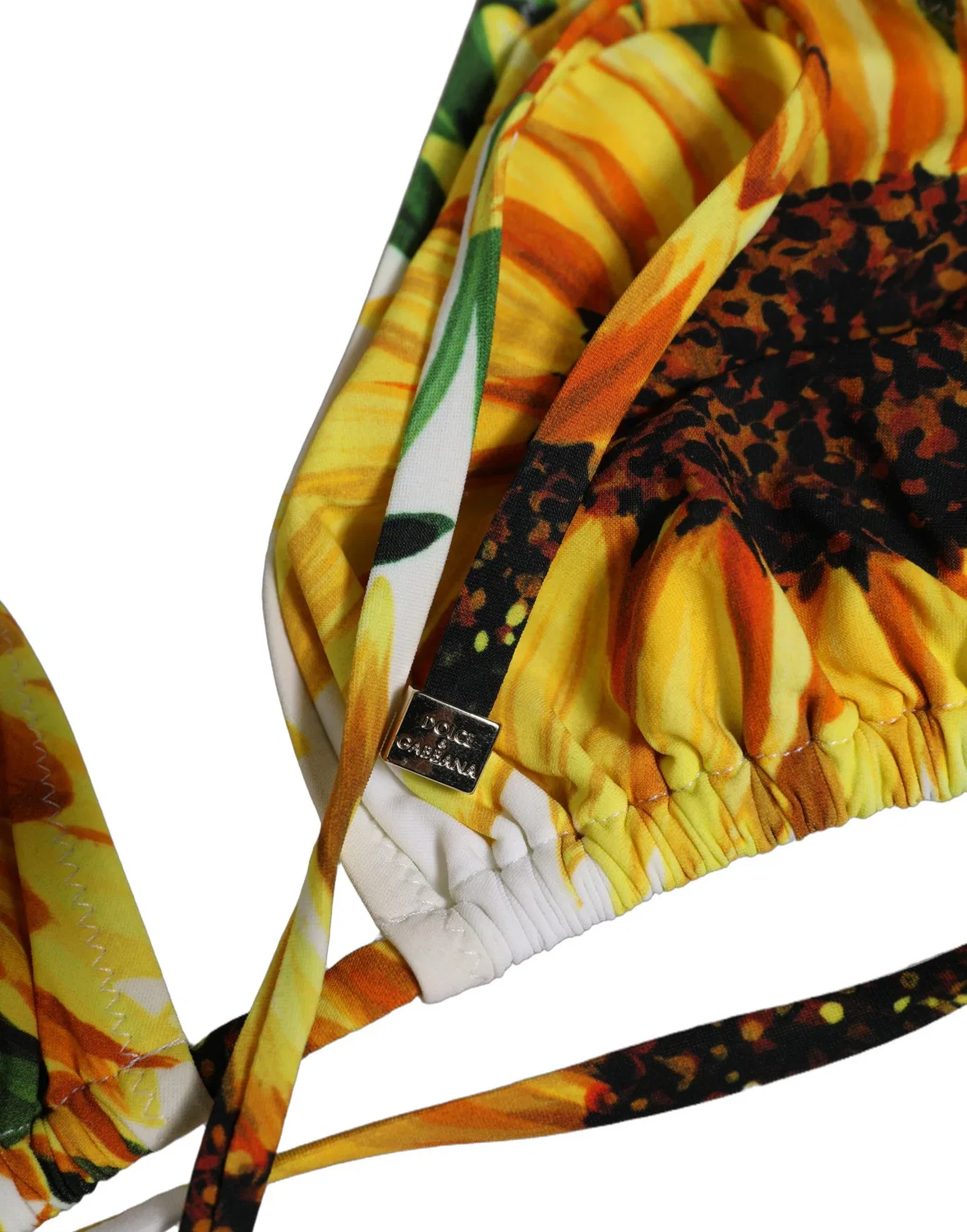 Женский топ бикини с завязками на шее с принтом подсолнуха Halter Bikini Top Dolce & Gabbana, Multicolor — фото 4