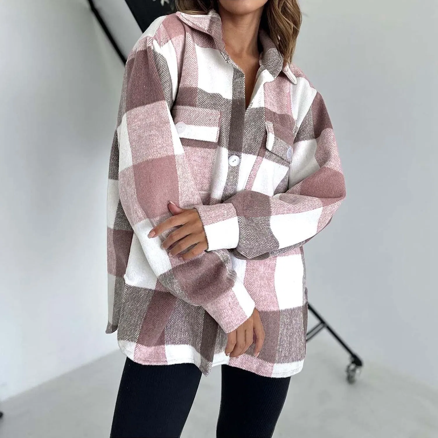 Женская легкая куртка из фланели с длинным рукавом, Colore: Rosa — фото 2
