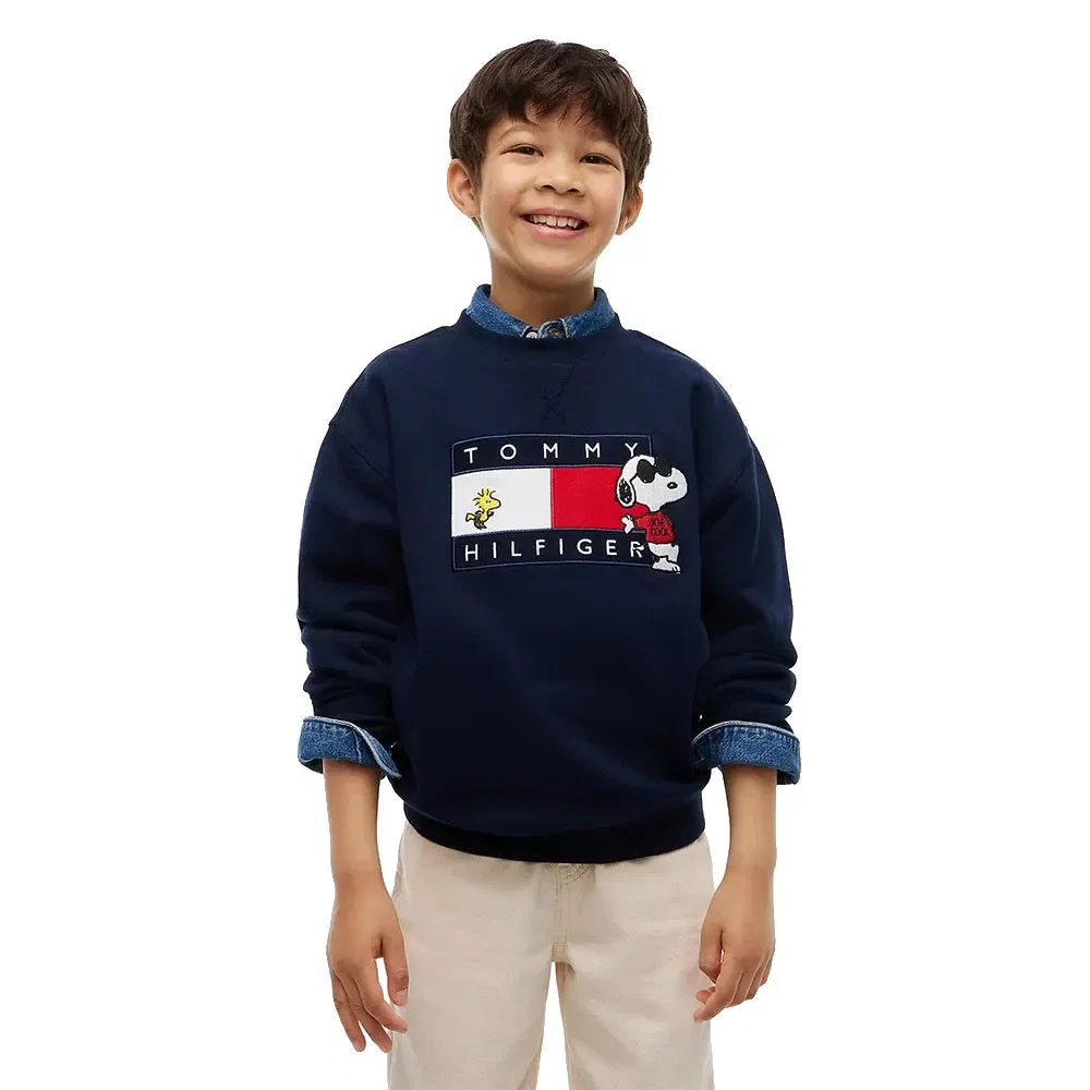 Детский свитшот для девочек с принтом Peanuts Tommy hilfiger, Blue