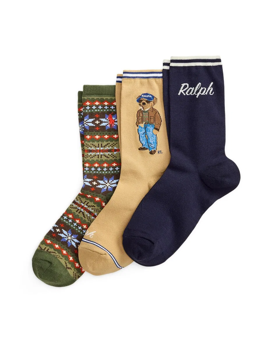 Носки Polo Ralph Lauren темно-синего, капучино и темно-зеленого цвета