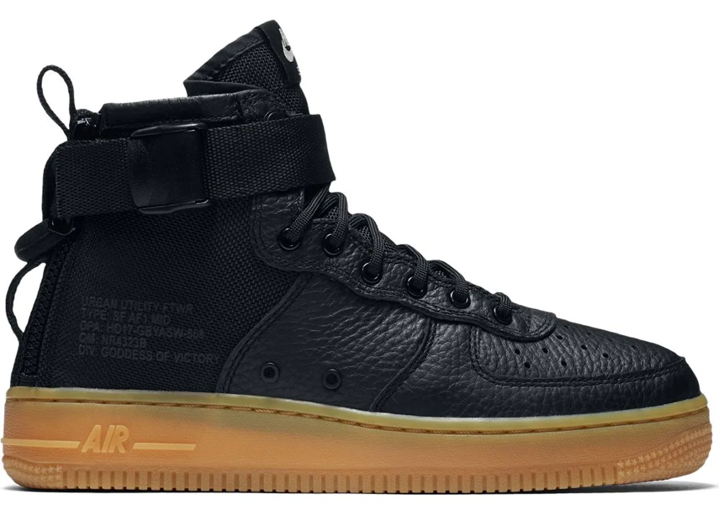Детские ботинки с высоким берцем Nike SF Air Force 1 Mid, Black/Black-Gum Light Brown