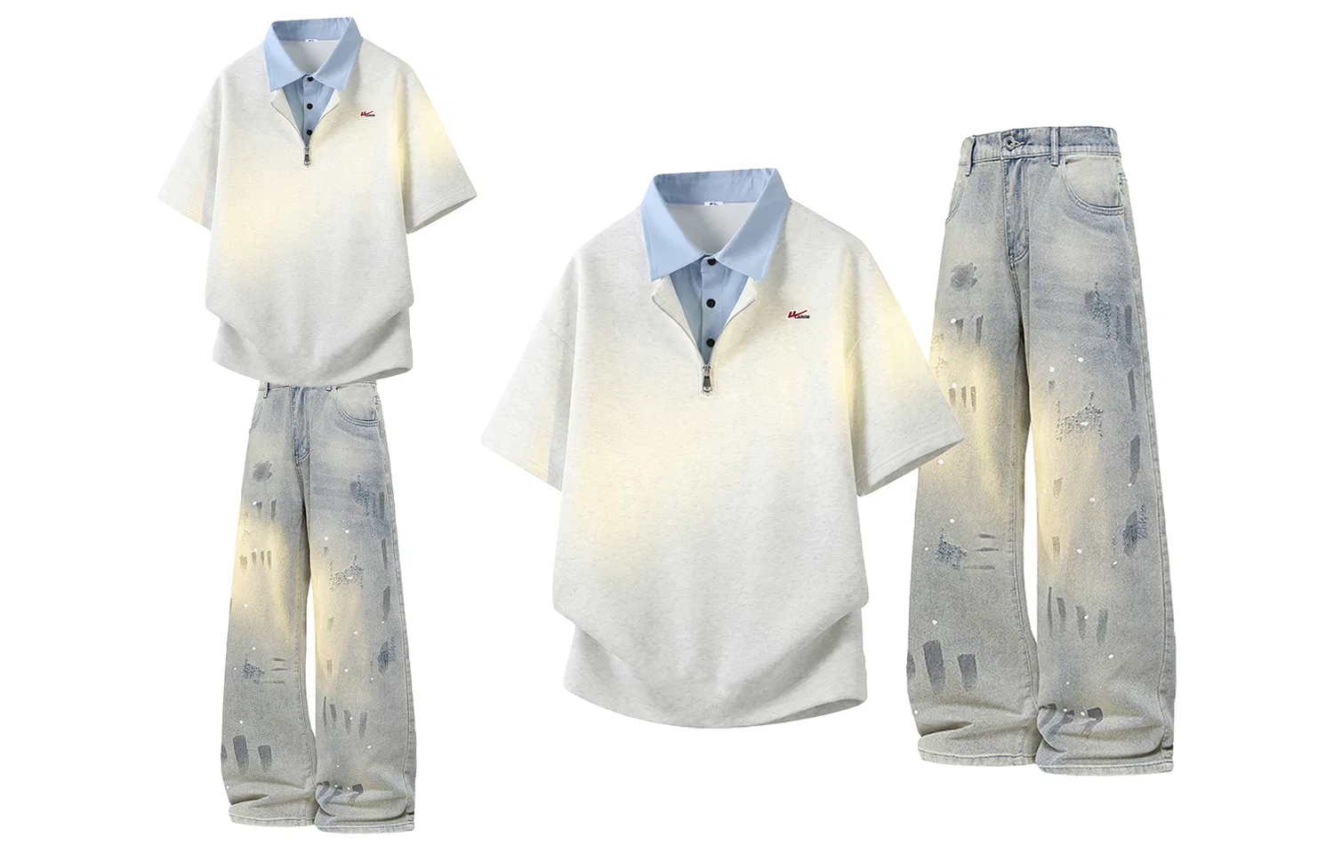 Детский спортивный комплект из двух предметов с принтом White Gray+Blue Gray WARRIOR