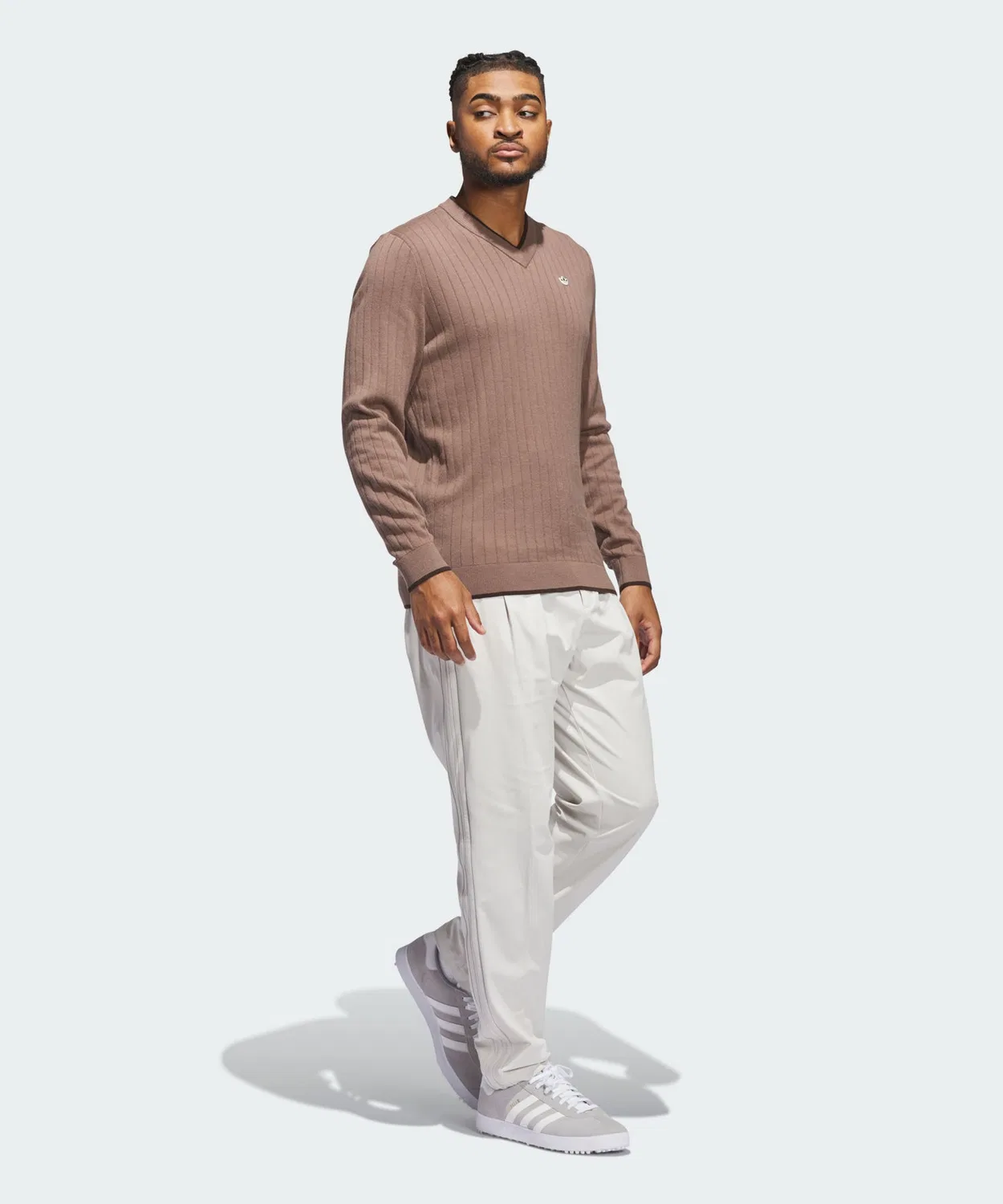 Мужской свитер с V-образным вырезом из кашемира Adidas Golf, Brown — фото 3