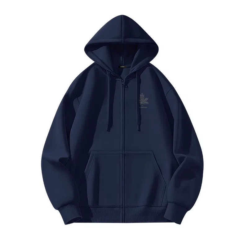Детская куртка с капюшоном 330G Heavyweight Navy Blue with Lucky Maple Leaf Chest Logo MINISO, Navy Blue