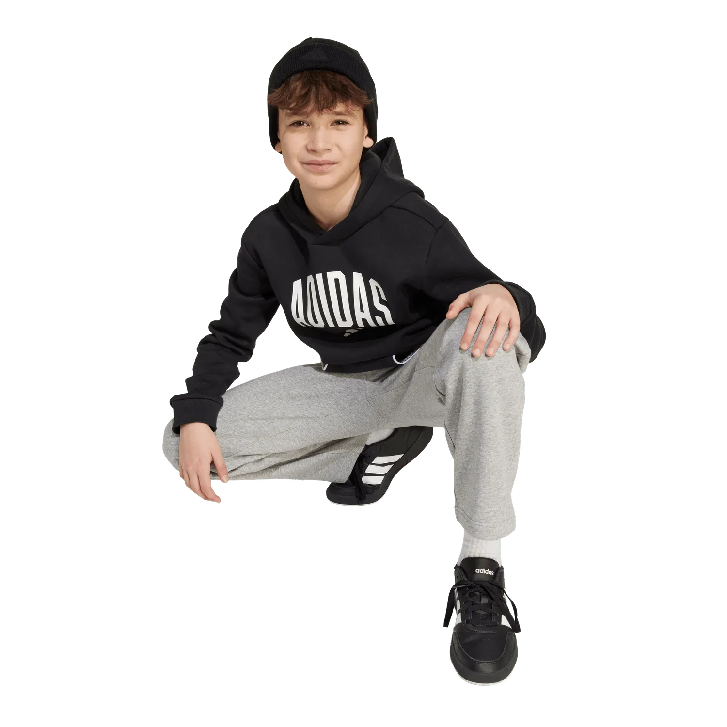 Детское худи свободного кроя Adidas, серый — фото 4
