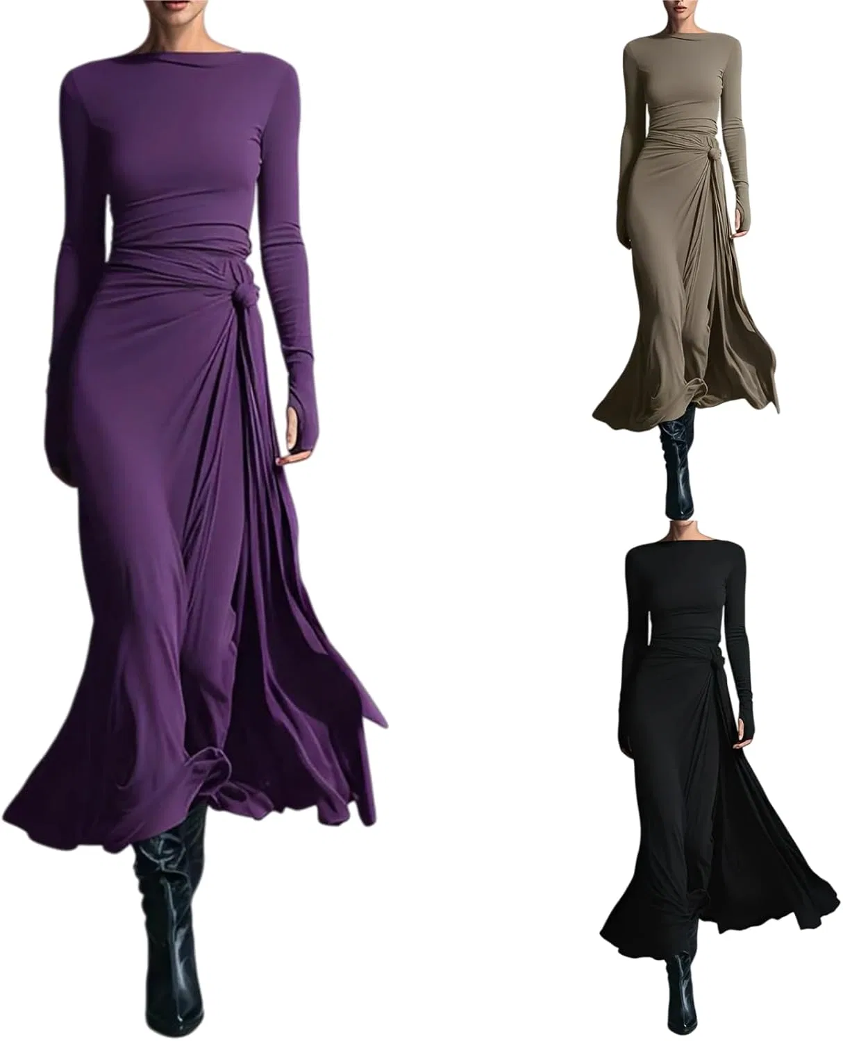 Женское облегающее платье макси с высоким воротом Modesees, Purple