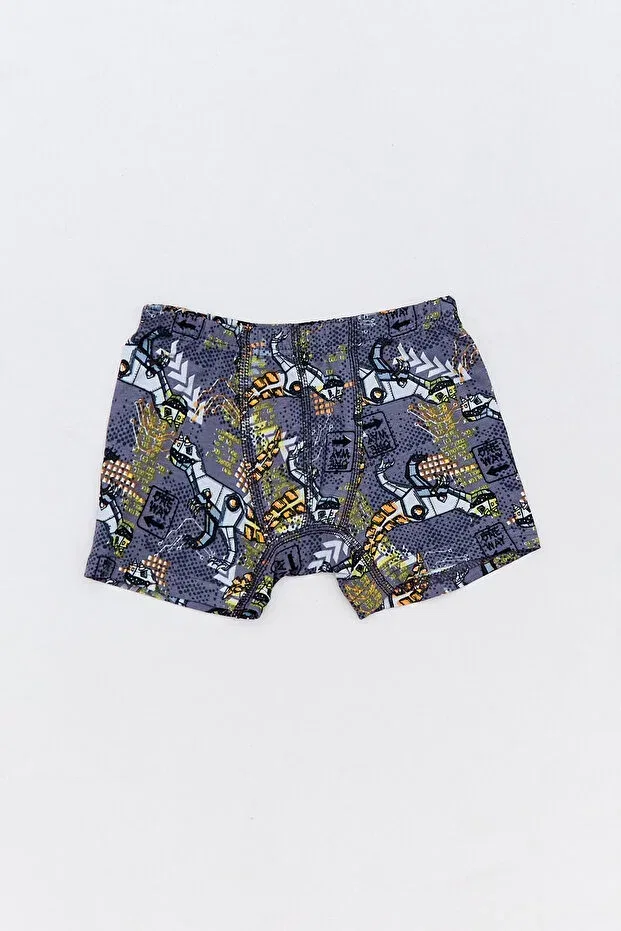 Детские трусы-боксеры для мальчиков с принтом 3-предметный набор Dinosaur printed Fulla Moda, Anthracite — фото 4