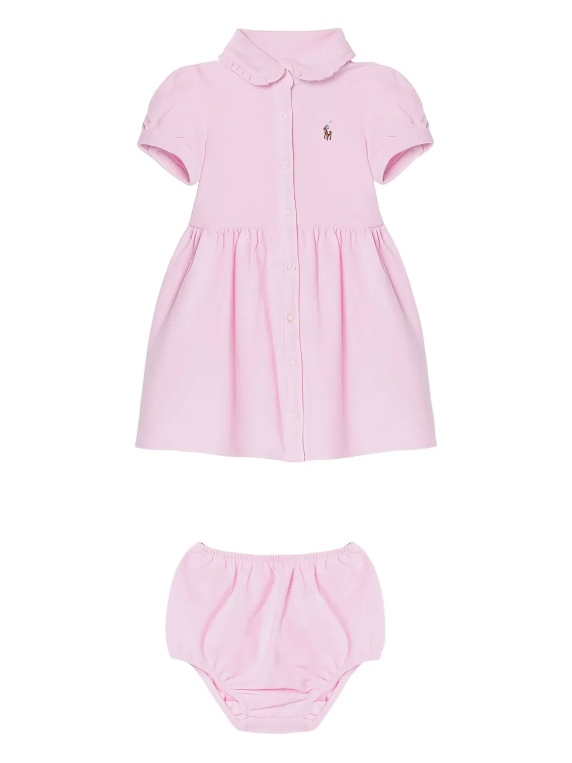 Платье с рюшами и короткими рукавами Polo Ralph Lauren, розовый