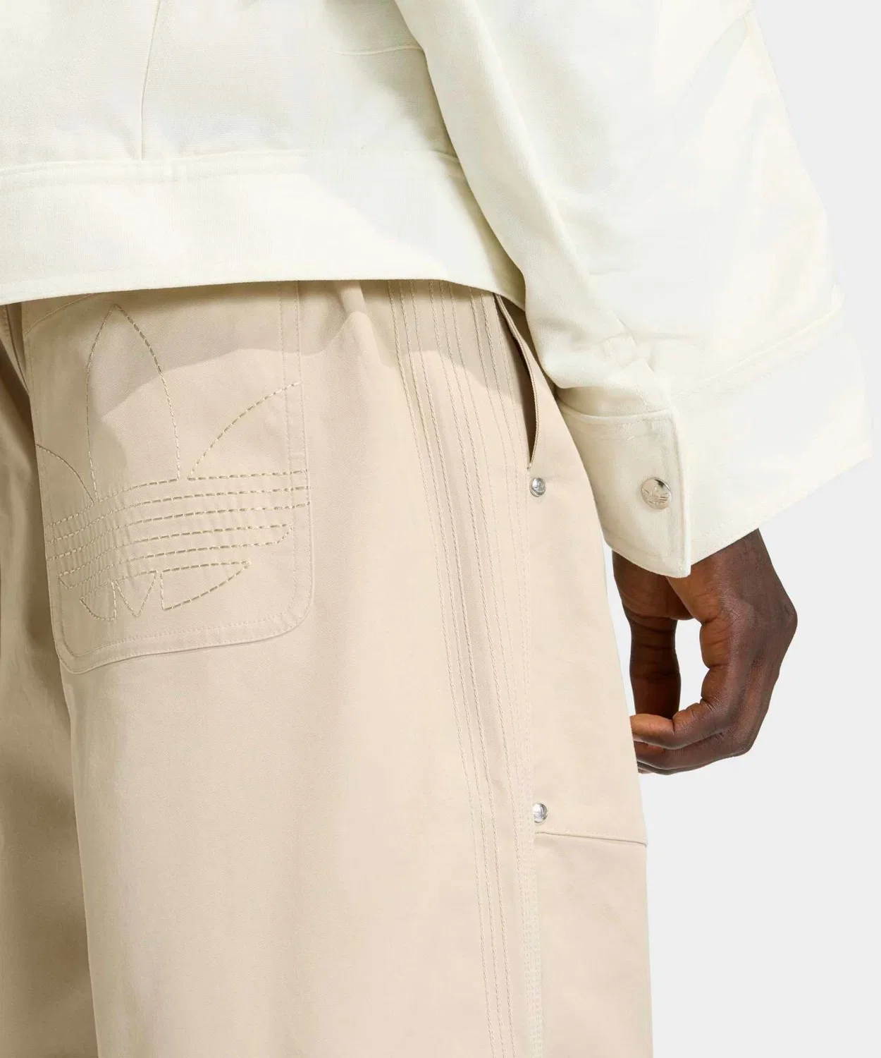 Мужские широкие брюки из твила Adidas Originals, Beige — фото 4