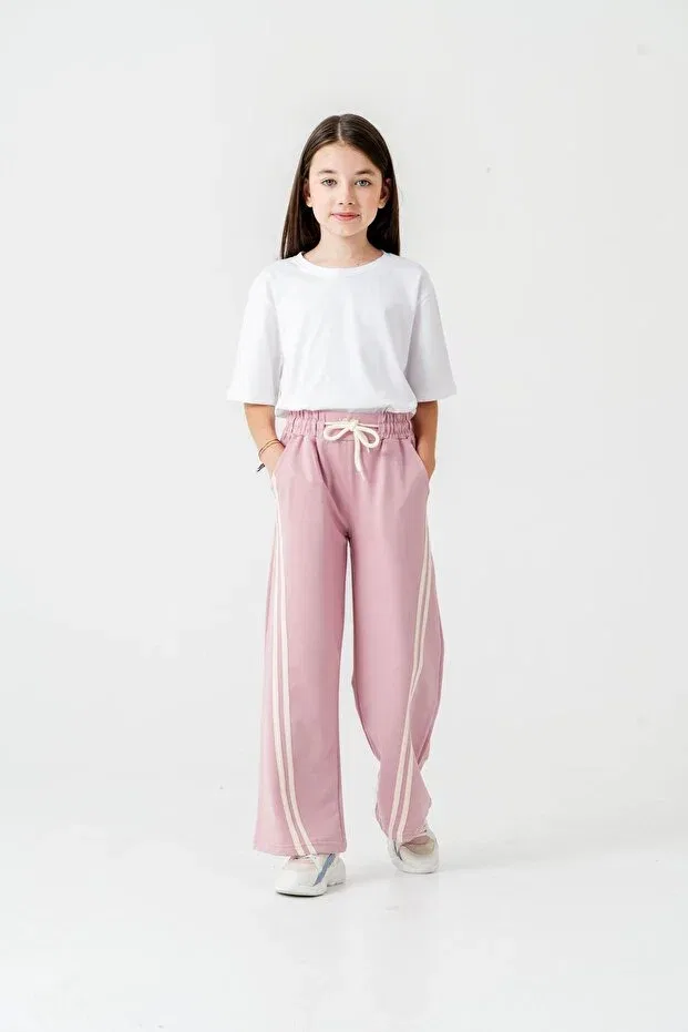 Детские спортивные штаны для девочек с широкими штанинами Mışıl Kids, Pink