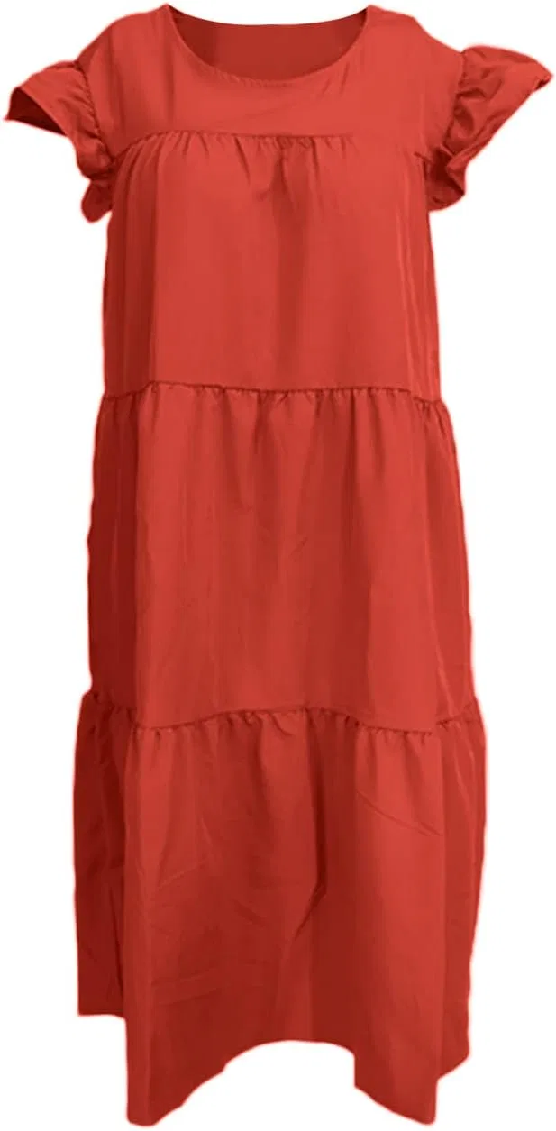 Женское повседневное платье babydoll с коротким рукавом, Red
