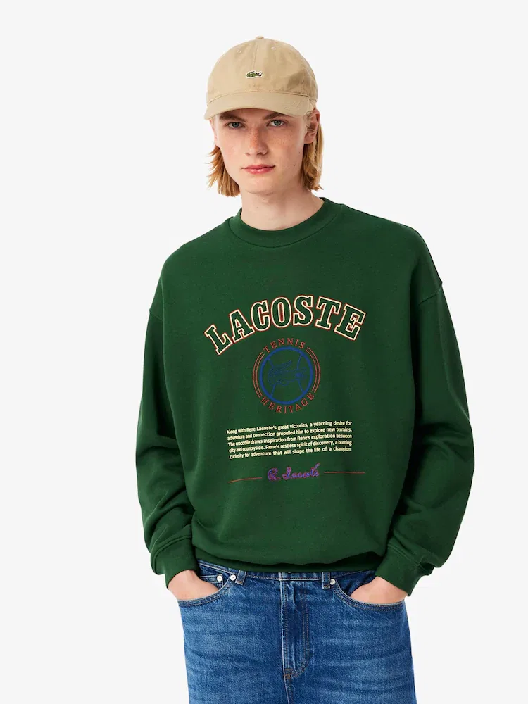 Свитшот мужской с графическим принтом, свободный крой LACOSTE