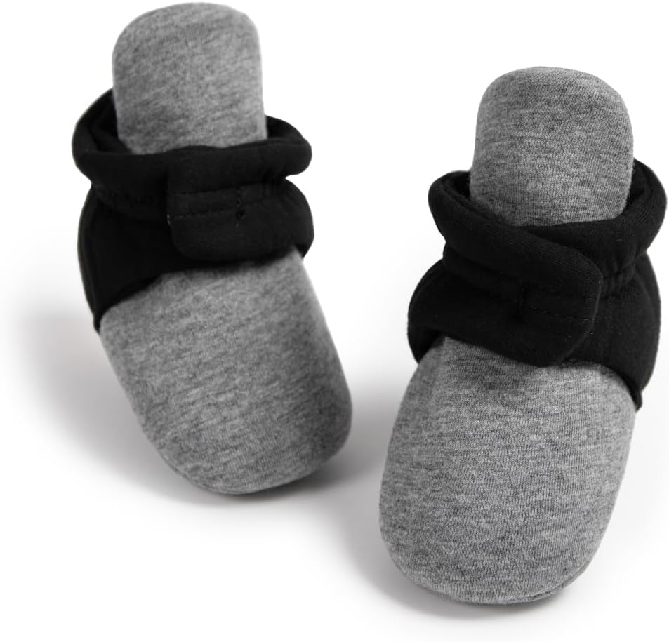 

HsdsBebe Унисекс Новорожденные Детские Хлопковые Пинетки с Нескользящей Подошвой для Малышей Мальчиков и Девочек Зимние Теплые Флисовые Носочки-Обувь, E01/Grey Black