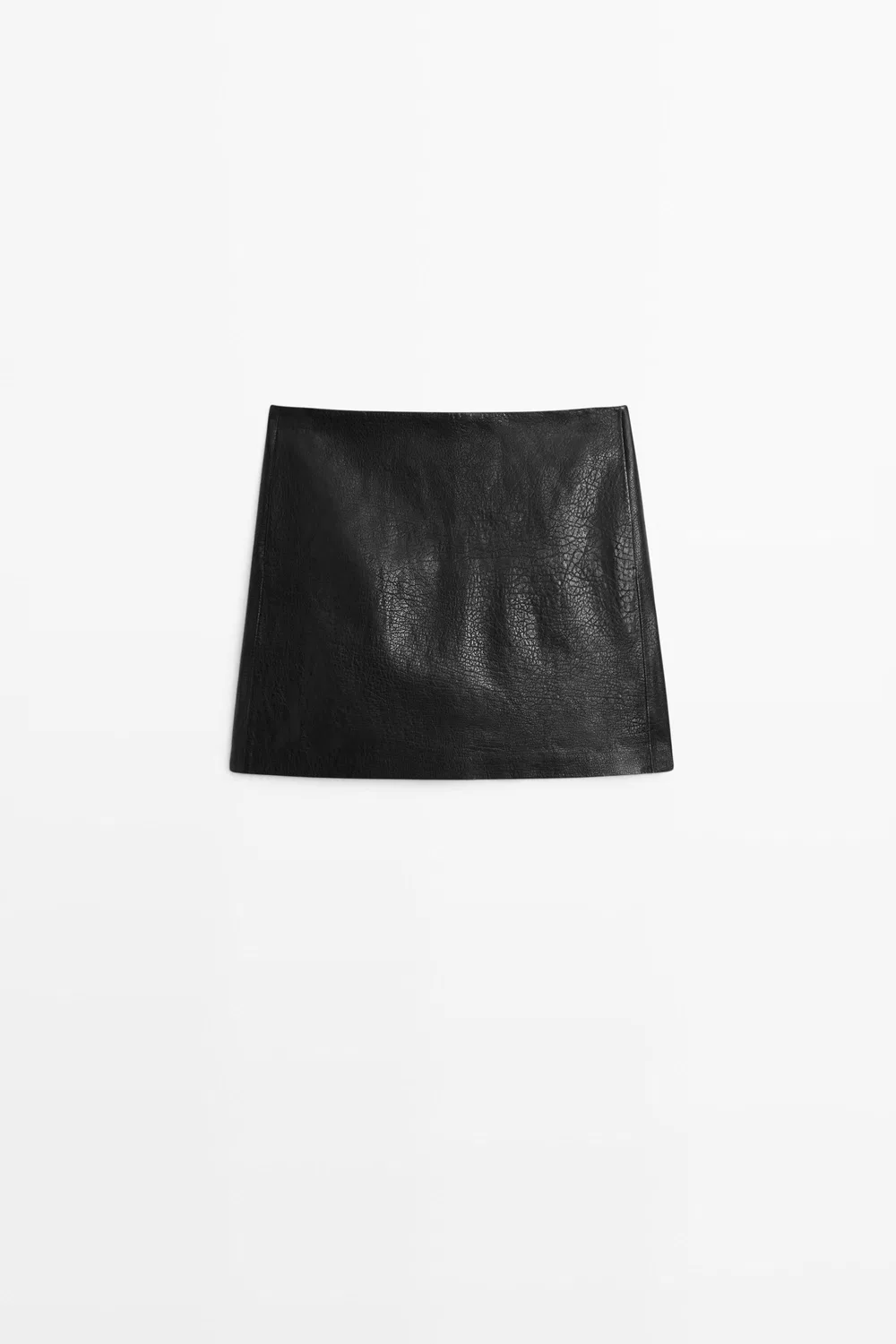 Юбка Massimo Dutti, мини-юбка из кожи наппа, черный — фото 2