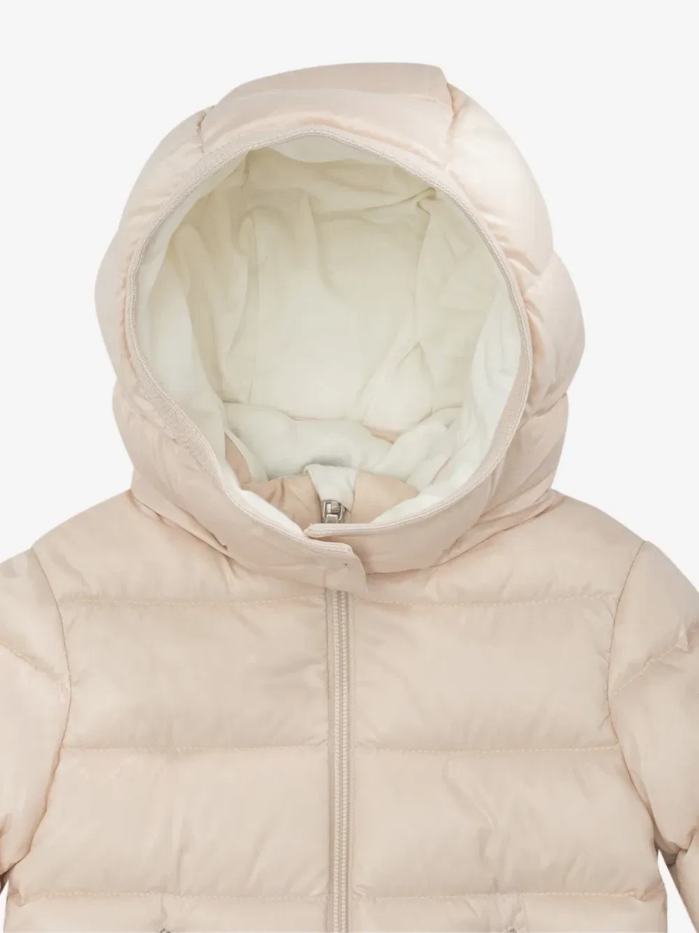 Пуховик с капюшоном Moncler Enfant, бежевый — фото 3