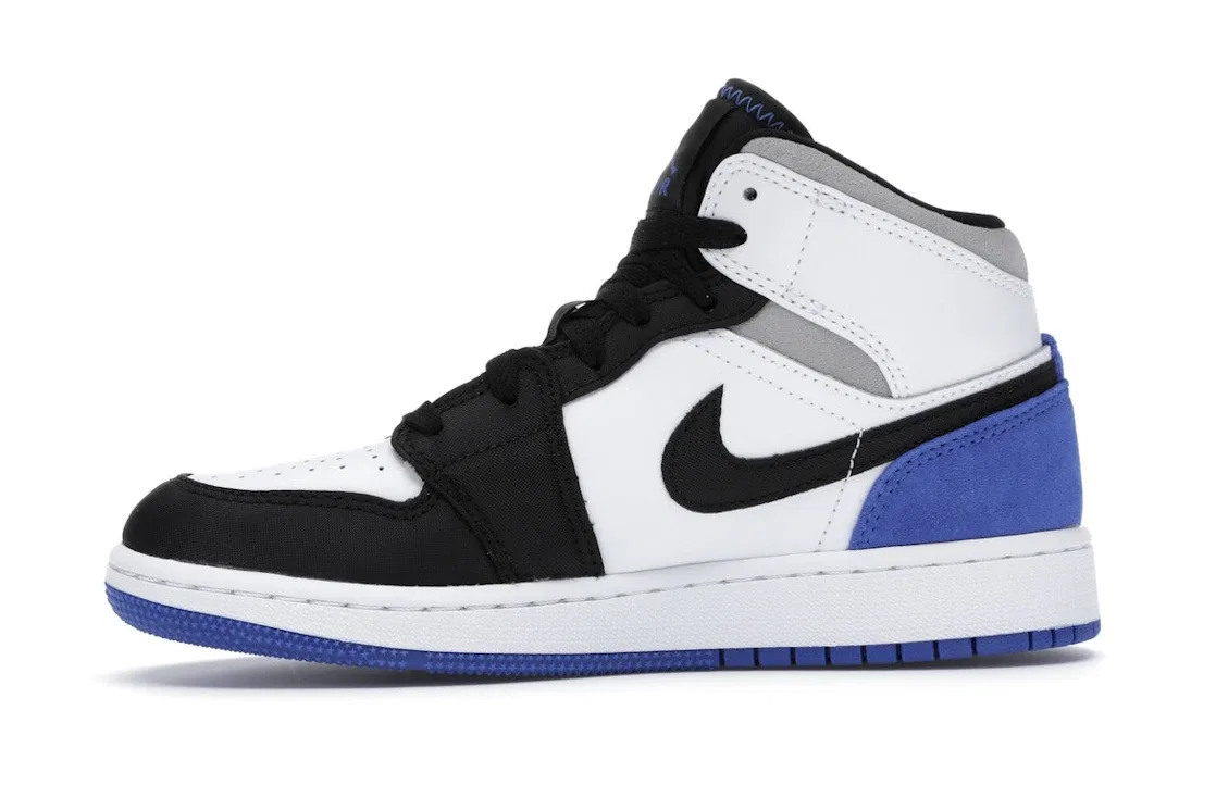Детские кроссовки Jordan 1 Mid SE White Black Royal Kids Jordan, White/Black-Light Smoke Grey-Varsity Royal — фото 3