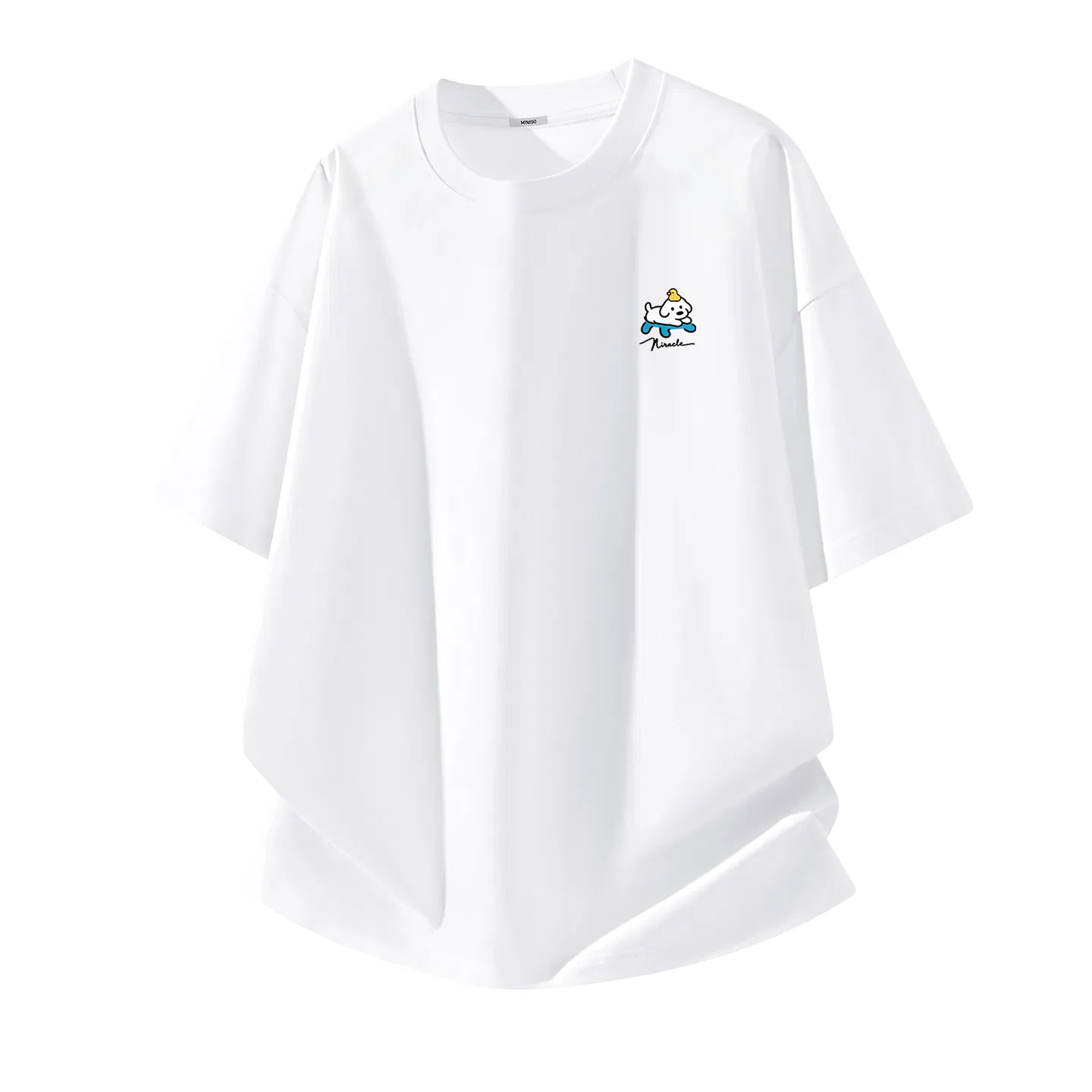 Детская футболка с принтом Unisex Crew Neck Moderate Heavyweight MINISO, White