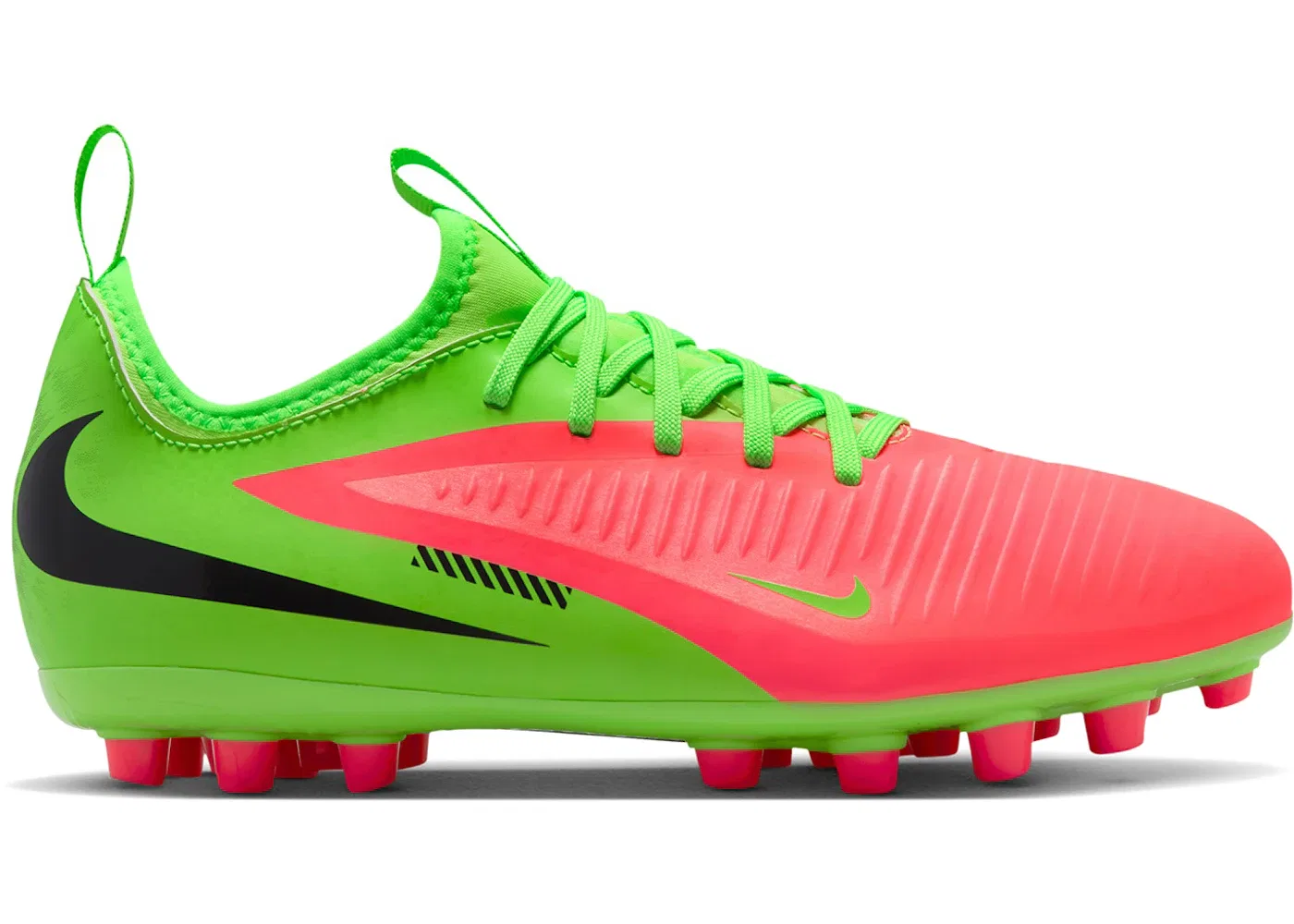 Детские бутсы с принтом Nike Phantom 6 Low Academy, Hot Punch Green Strike Black