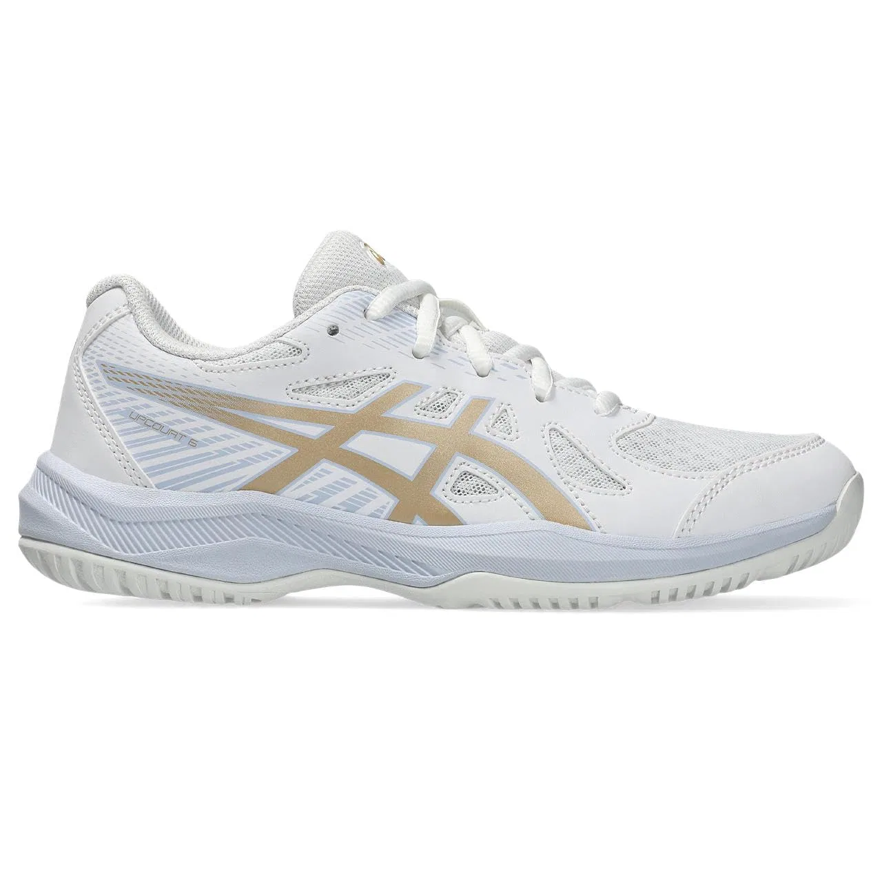 Детские кроссовки для мальчиков с шнуровкой Upcourt 6 Gs ASICS, White/Champagne — фото 3