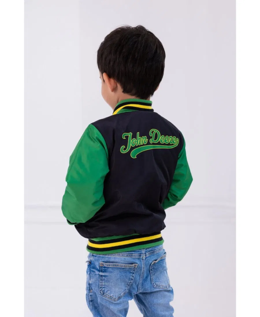 Куртка-бомбер John Deere Varsity Bomber Jacket, Green And Black — фото 2